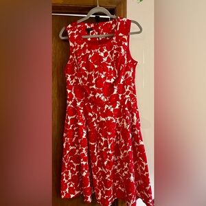 Talbots Fit and Flair Dress Red and White Sleeveless Size 12 New without Tags